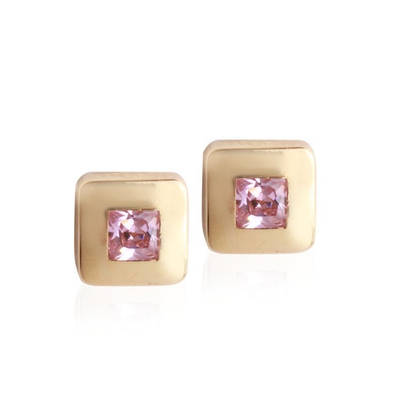 Pendientes Oro Circonita Rosa