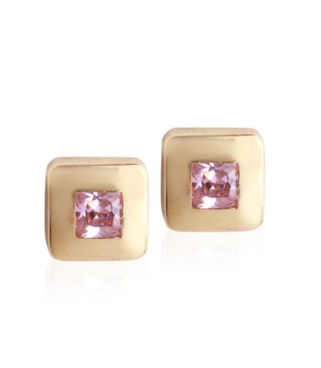 Pendientes Oro Circonita Rosa