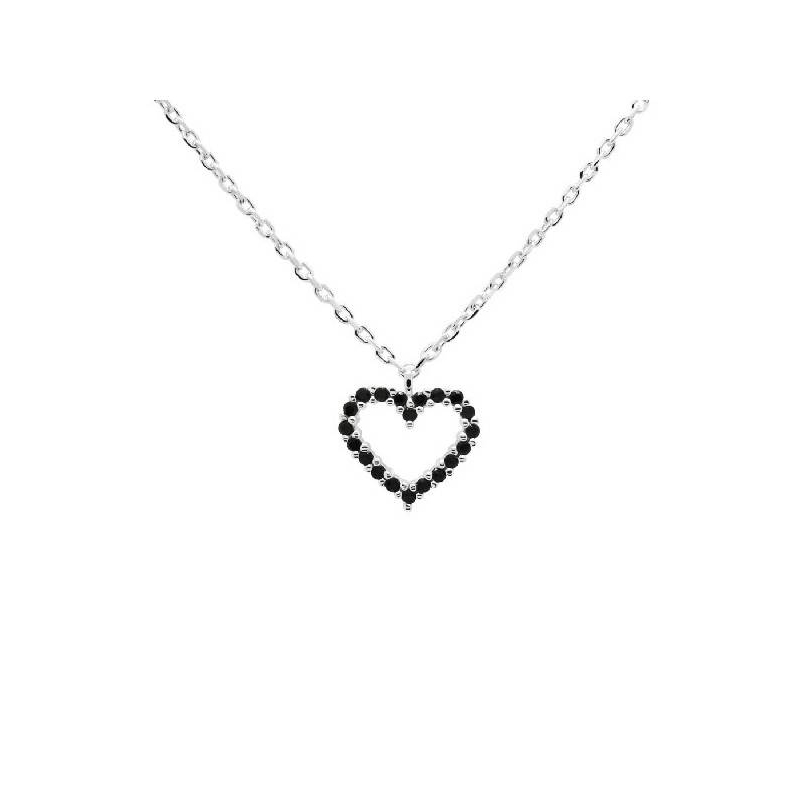 COLLAR PDPAOLA BLACK HEART PLATA MUJER CO02-221-U