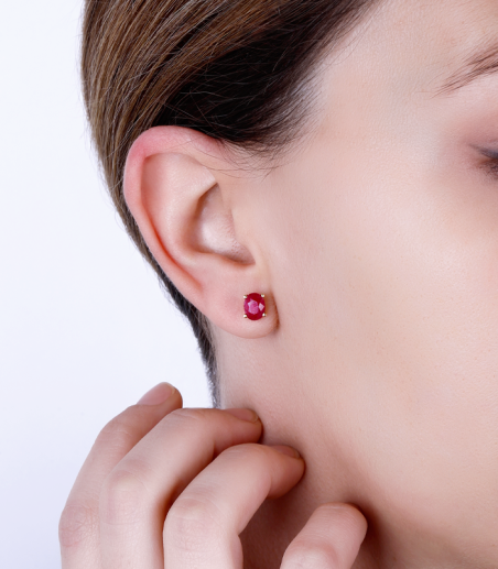 PENDIENTES "NARA" ORO 18K Y RUBÍES NATURALES