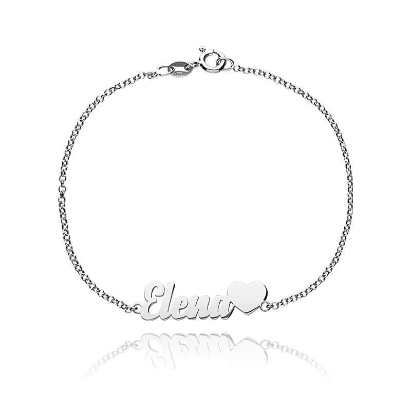 PULSERA PLATA DE LEY NOMBRE CORAZON (PERSONALIZADO)