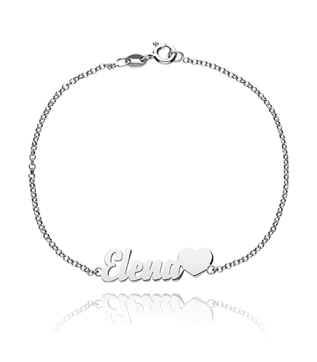 PULSERA PLATA DE LEY NOMBRE CORAZON (PERSONALIZADO)