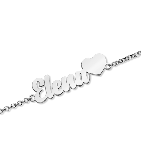 PULSERA PLATA DE LEY NOMBRE CORAZON (PERSONALIZADO)