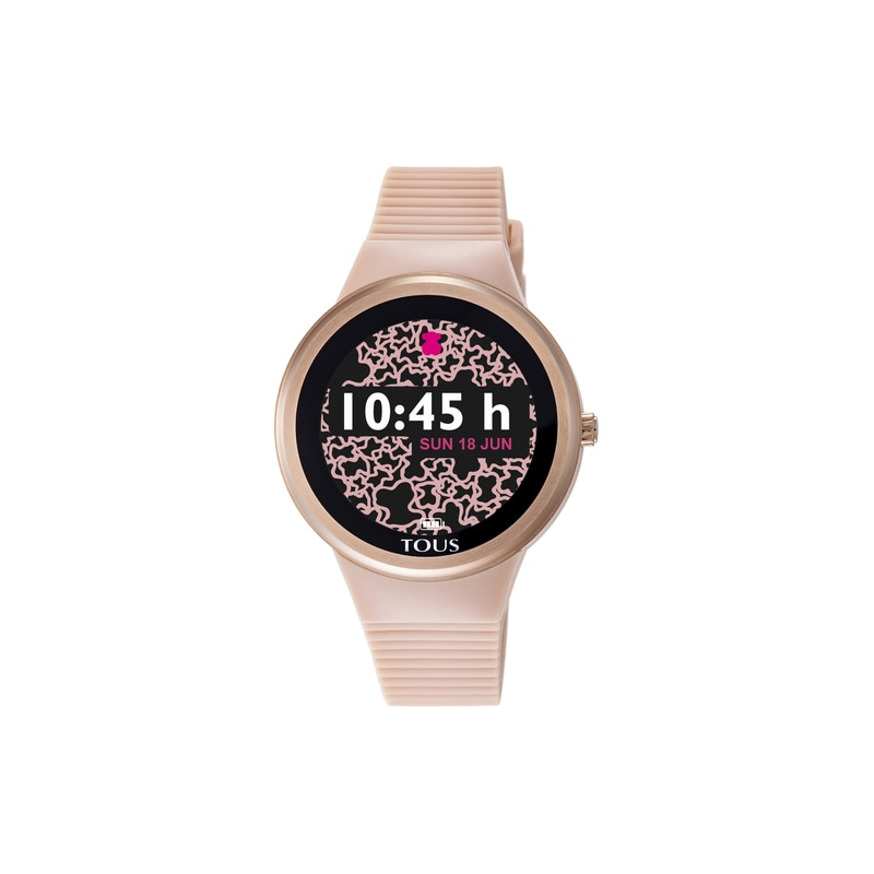 RELOJ TOUS ROUND CONNECT ACERO IP ROSADO CORREA SILICONA 100350685