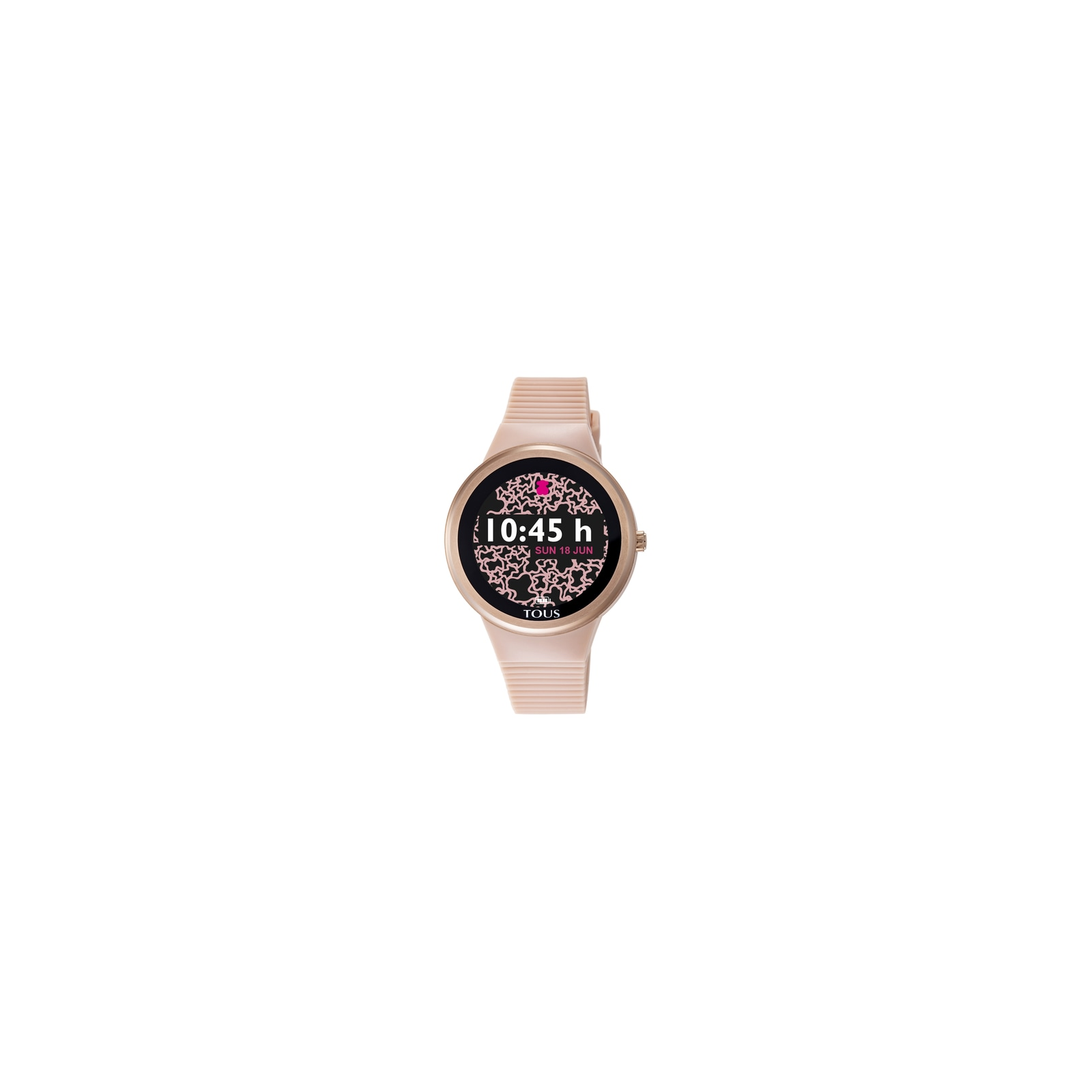 Reloj digital I-Bear de acero IP rosado con correa de silicona nude