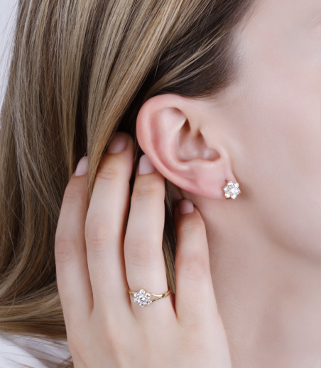 CONJUNTO "ROSETTE I" ORO 18K Y CIRCONITAS