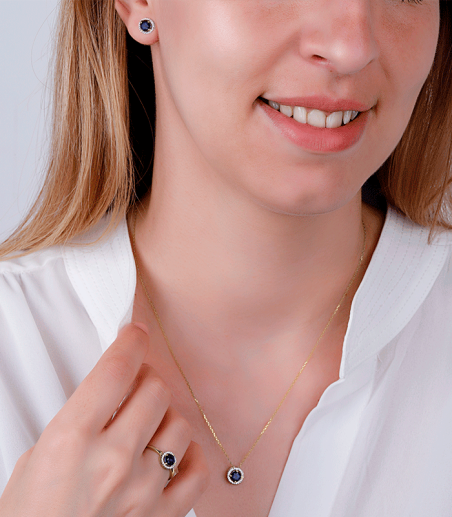 Pendientes Oro 18k, circonitas y zafiros "Color life"