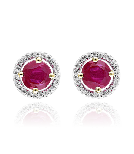 PENDIENTES "COLOR LIFE" ORO 18K  RUBIES Y CIRCONITAS