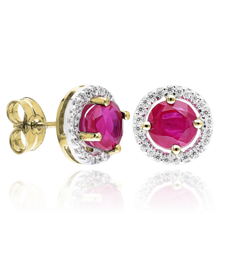 PENDIENTES "COLOR LIFE" ORO 18K  RUBIES Y CIRCONITAS