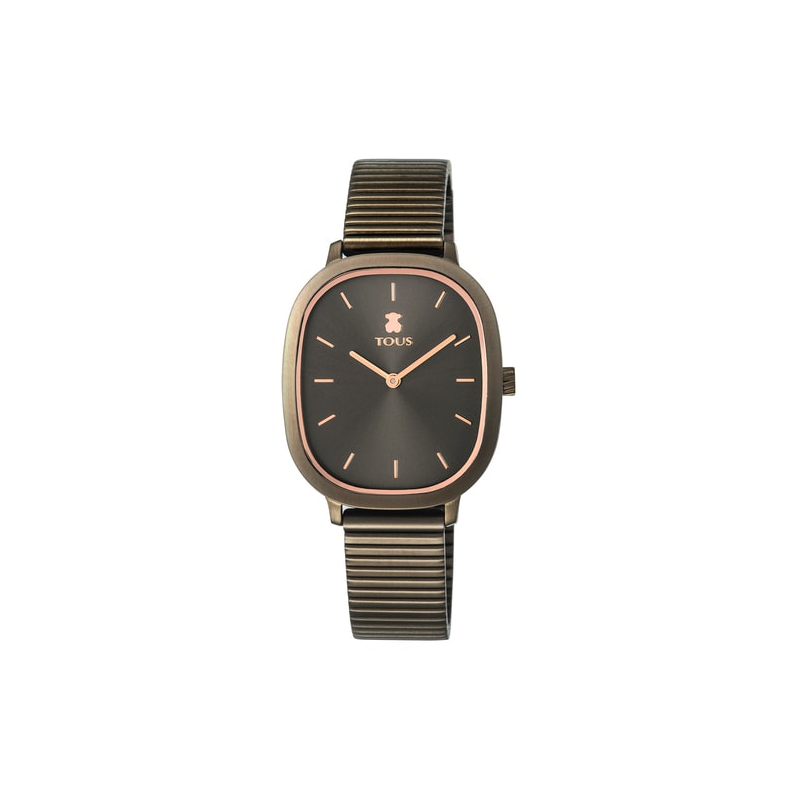 RELOJ TOUS HERITAGE BRICK DE ACERO IP GRIS/ROSADO 100350625