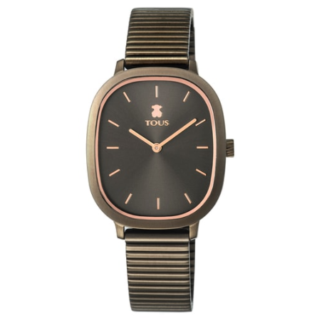 RELOJ TOUS HERITAGE BRICK DE ACERO IP GRIS/ROSADO 100350625