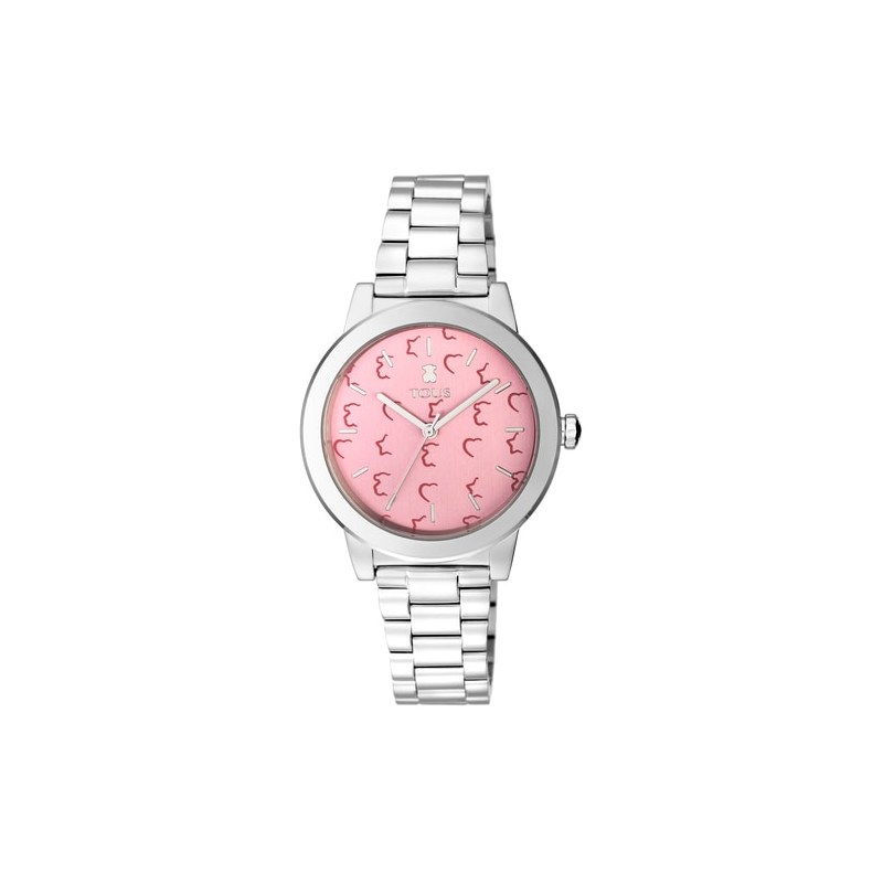 ❤️ Reloj Tous Glazed de mujer en acero con esfera rosa 100350630.