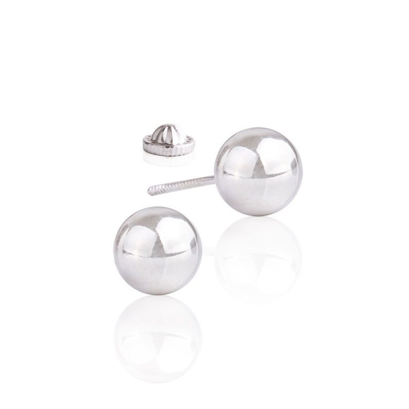 PENDIENTES BOLA ORO BLANCO 18K 3 MM