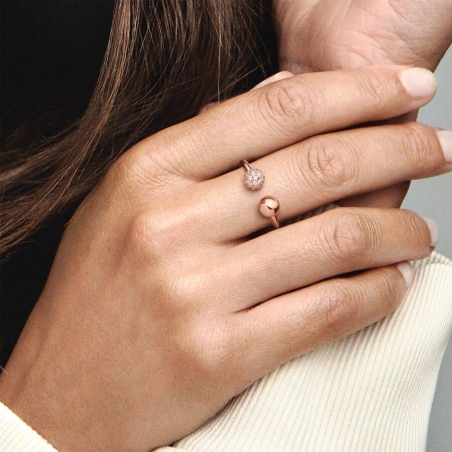 ANILLO PANDORA ABIERTO PULIDO CON PAVÉ 188316CZ