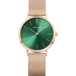 RELOJ BERING MUJER CLÁSICO BAÑO ORO ROSA Y VERDE 14134-368