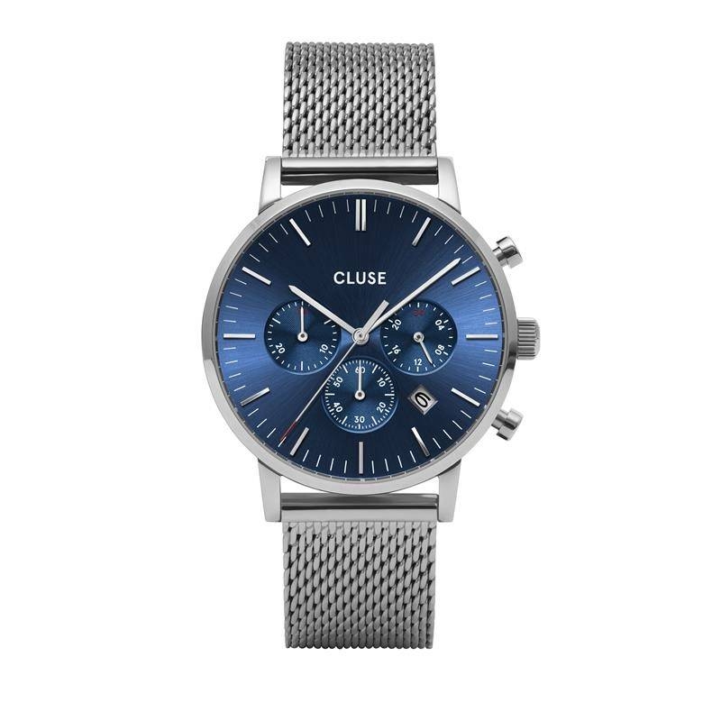 RELOJ CLUSE ARAVIS CHRONO MESH BLUE SILVER COLOUR CW0101502004