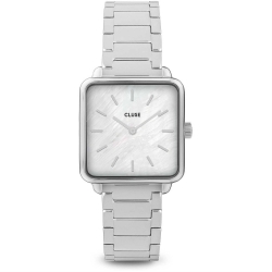 RELOJ CLUSE TÉTRAGONE EN ACERO BLANCO PERLA PLATA CL60025S