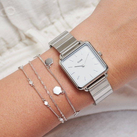 RELOJ CLUSE TÉTRAGONE ACERO BLANCO COLOR PLATA CL60022S