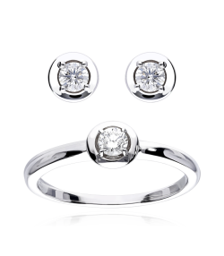 ANILLO "REGGIO" ORO BLANCO 18K Y DIAMANTE 0.15 CTS