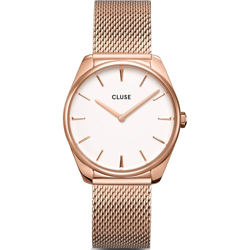 RELOJ CLUSE MALLA FÉROCE BLANCO COLOR ORO ROSA CW0101212002