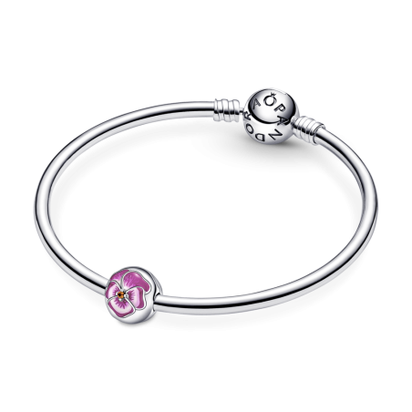 CLIP PANDORA PLATA DE LEY FLOR PERNSAMIENTO ROSA 790772C01