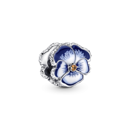 CHARM PANDORA PLATA DE LEY FLOR PENSAMIENTO AZUL 790777C02