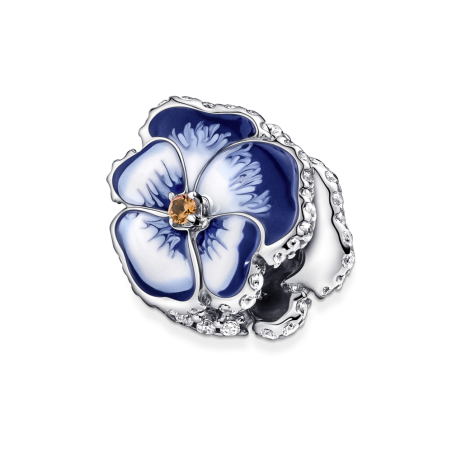 CHARM PANDORA PLATA DE LEY FLOR PENSAMIENTO AZUL 790777C02