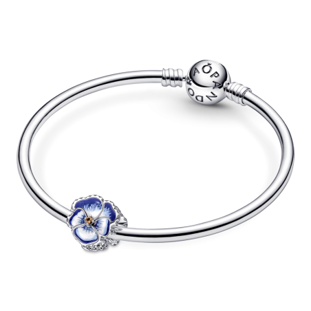 CHARM PANDORA PLATA DE LEY FLOR PENSAMIENTO AZUL 790777C02