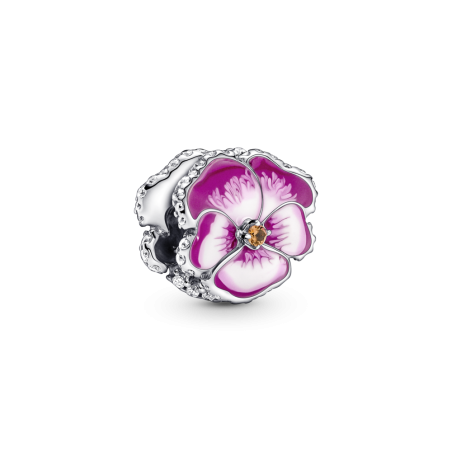 CHARM PANDORA PLATA DE LEY FLOR PENSAMIENTO ROSA 790777C01