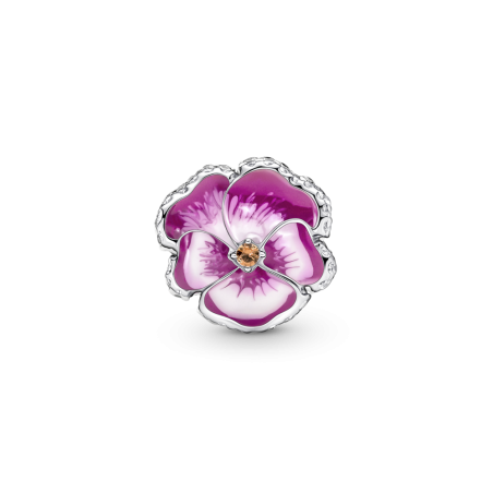 CHARM PANDORA PLATA DE LEY FLOR PENSAMIENTO ROSA 790777C01