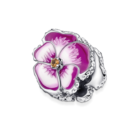 CHARM PANDORA PLATA DE LEY FLOR PENSAMIENTO ROSA 790777C01