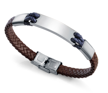 PULSERA VICEROY ACERO CON CORREA PIEL MARRON 75080P01011