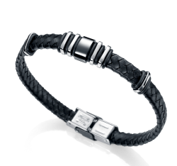 PULSERA VICEROY HOMBRE MAGNUM PIEL NEGRA TRENZADA 6132P09010