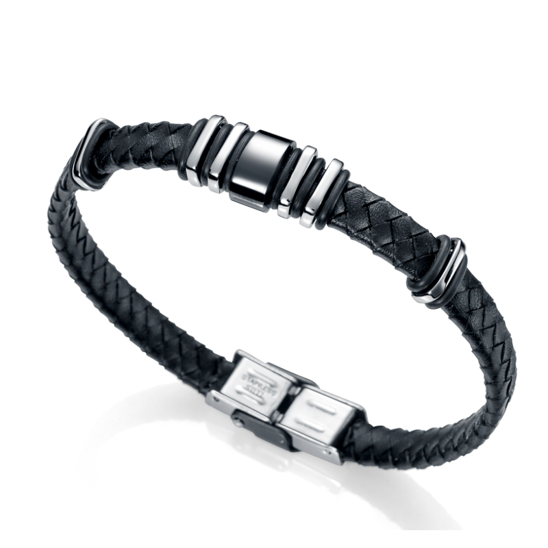 PULSERA VICEROY HOMBRE MAGNUM PIEL NEGRA TRENZADA 6132P09010