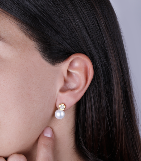 Pendientes Oro 18 k y Perlas cultivadas "Petals"