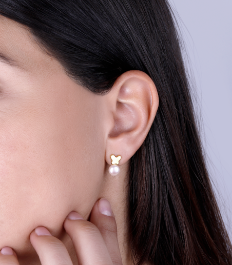 Pendientes Oro 18k y Perlas "Aurora Fly"