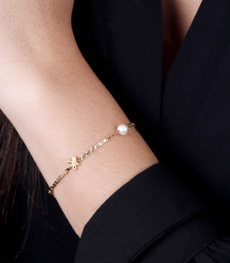 Pulsera Oro 18 k y Perlas cultivadas 16cm "Spirit"