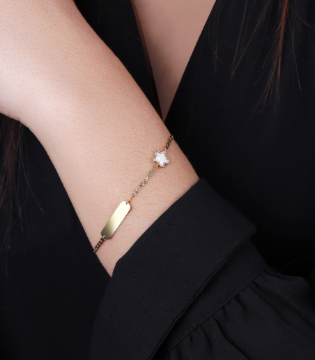 Pulsera Oro 18k y nácar "Holy"