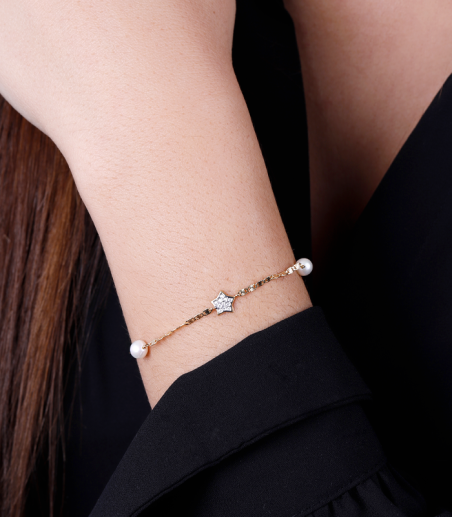 Pulsera "Estrellitas" Oro 18k. y circonitas