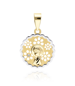 MEDALLA VIRGEN NIÑA ORO BICOLOR 18K