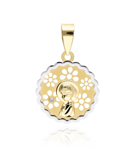 MEDALLA VIRGEN NIÑA ORO BICOLOR 18K