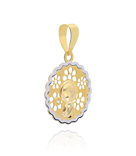 MEDALLA VIRGEN NIÑA ORO BICOLOR 18K