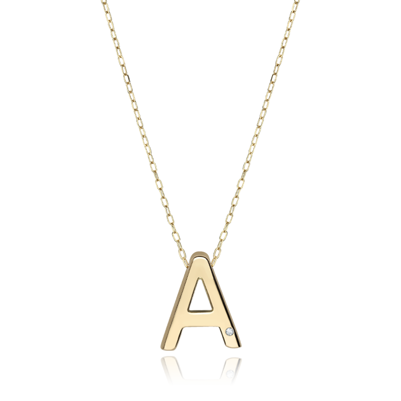 Gargantilla "A" oro 18k y diamante