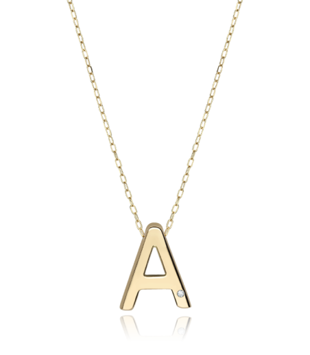 Gargantilla "A" oro 18k y diamante