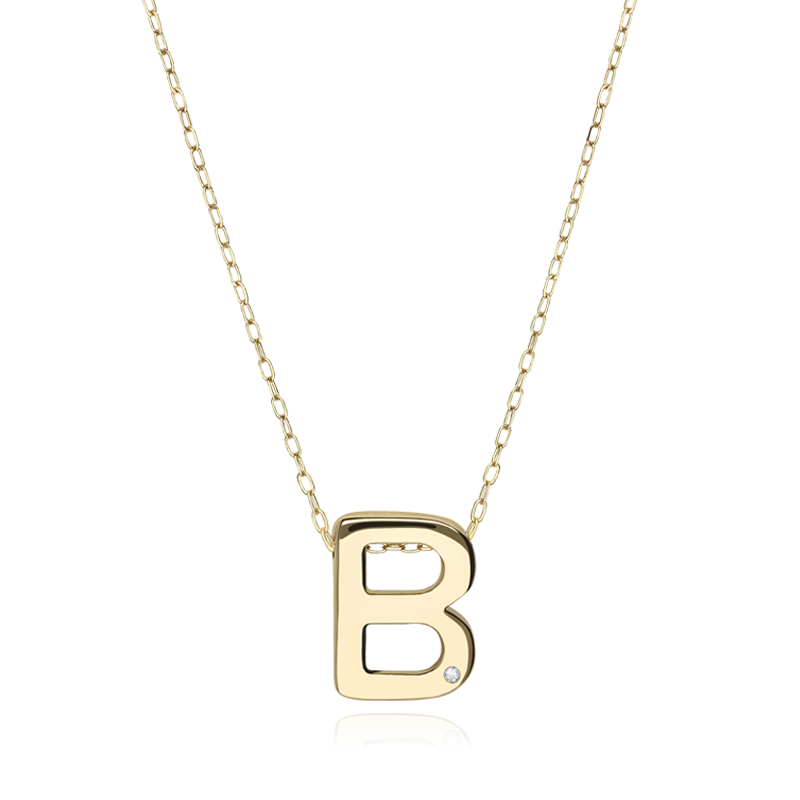 Gargantilla "B" oro 18k y diamante