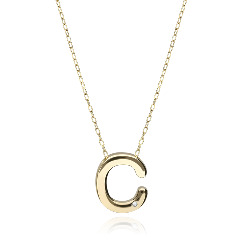 Gargantilla "C" oro 18k y diamante