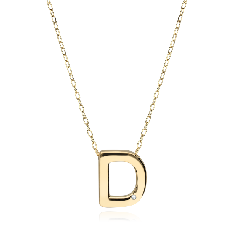 Gargantilla "D" oro 18k y diamante