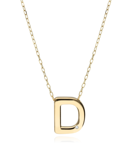 Gargantilla "D" oro 18k y diamante