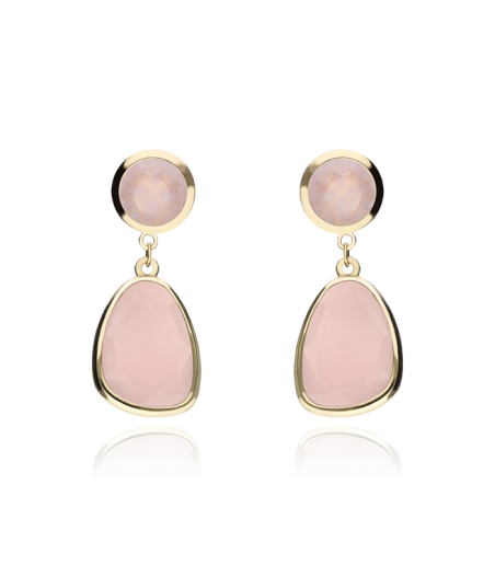 PENDIENTES "ROSEVILLE" ORO 18K CUARZO ROSA