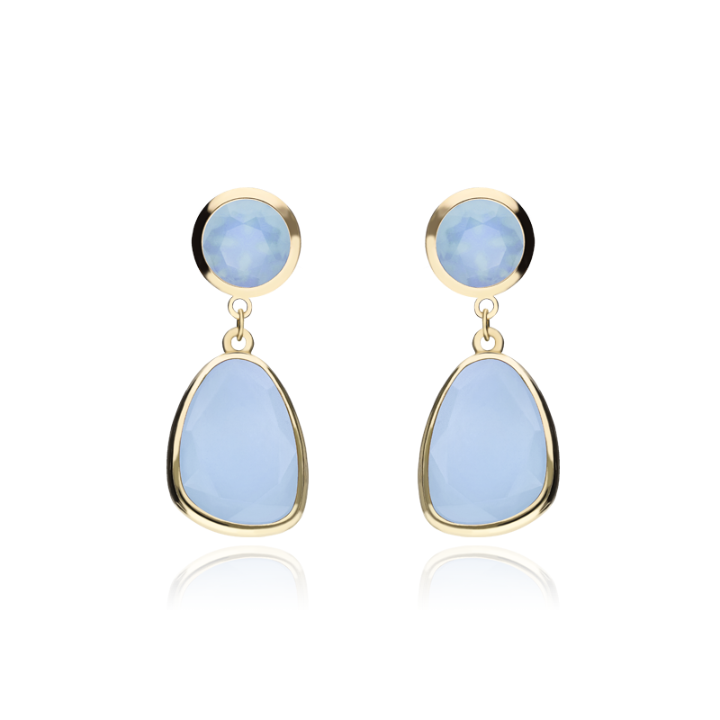 PENDIENTES "ROSEVILLE" ORO 18K CUARZO AZUL